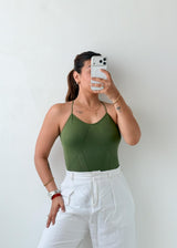 Size XS Olive Open Back Bodysuit