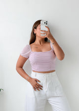 Size XS-S Lilac Ruched Crop Top