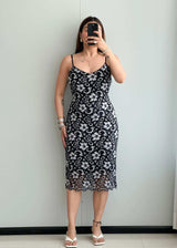 SIZE M-L, Printed Mesh Bodycon Dress - Closet by Payal