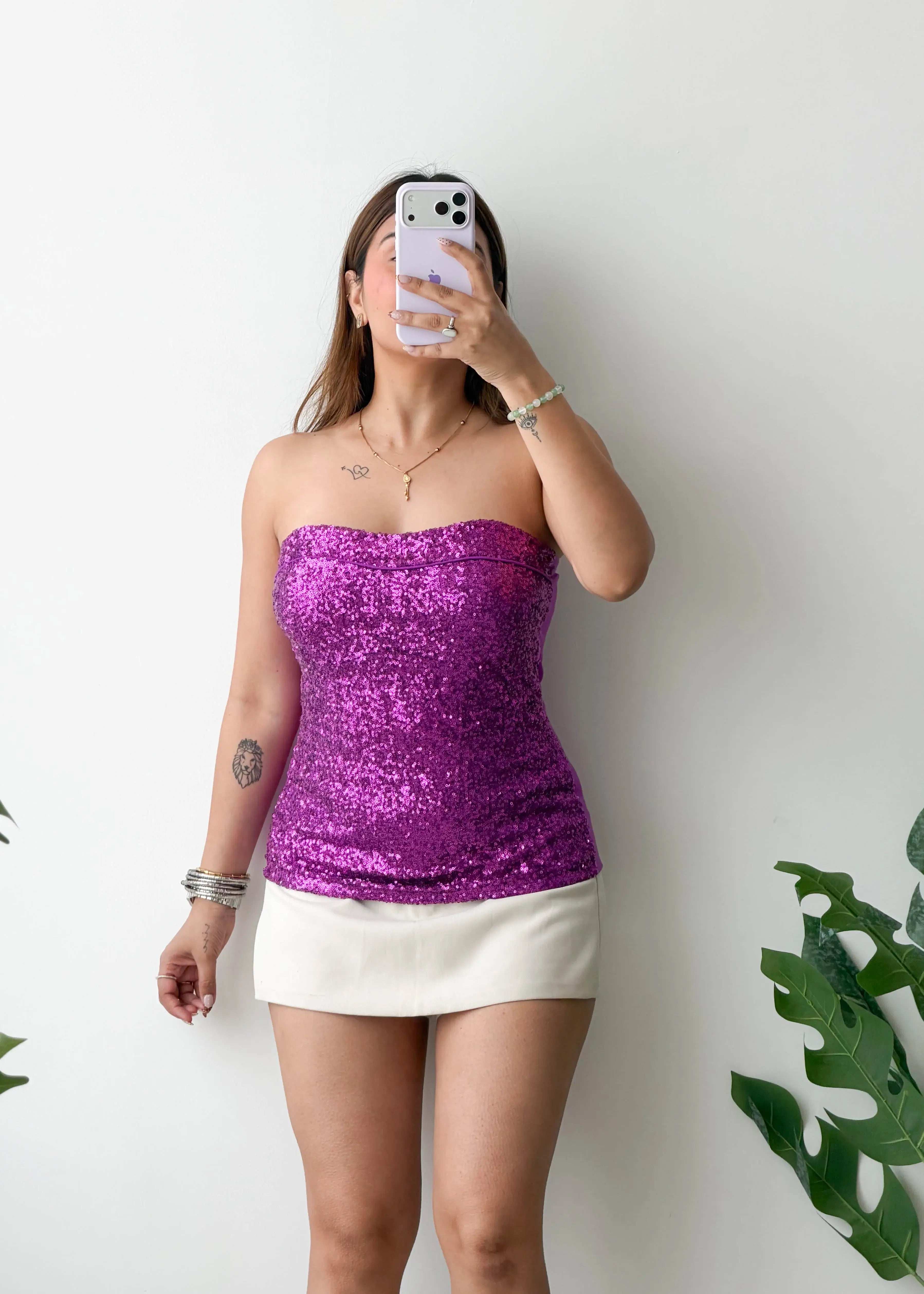 Size S-M, Pink Sequin Tube Top