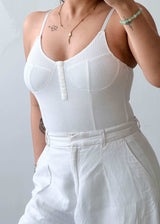 Size S-M White Structured Bodysuit