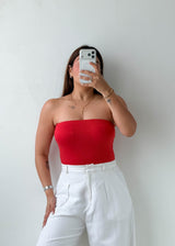 Size XS-S Red Strapless Bodysuit