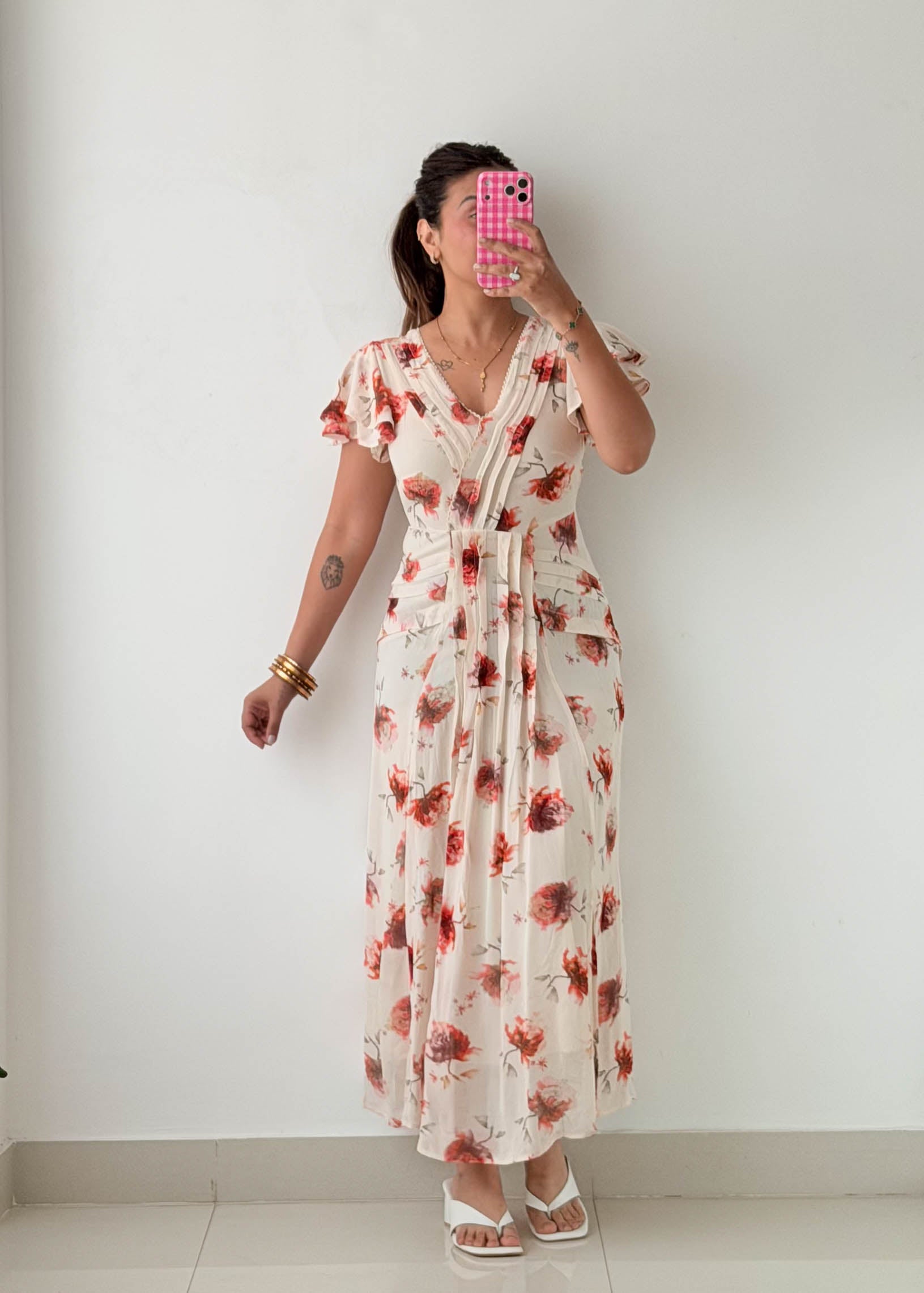 Size S White Floral Maxi Dress