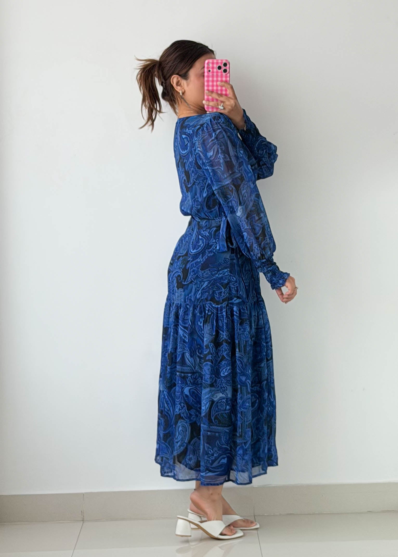 Size S-M Blue Paisley Wrap Maxi Dress