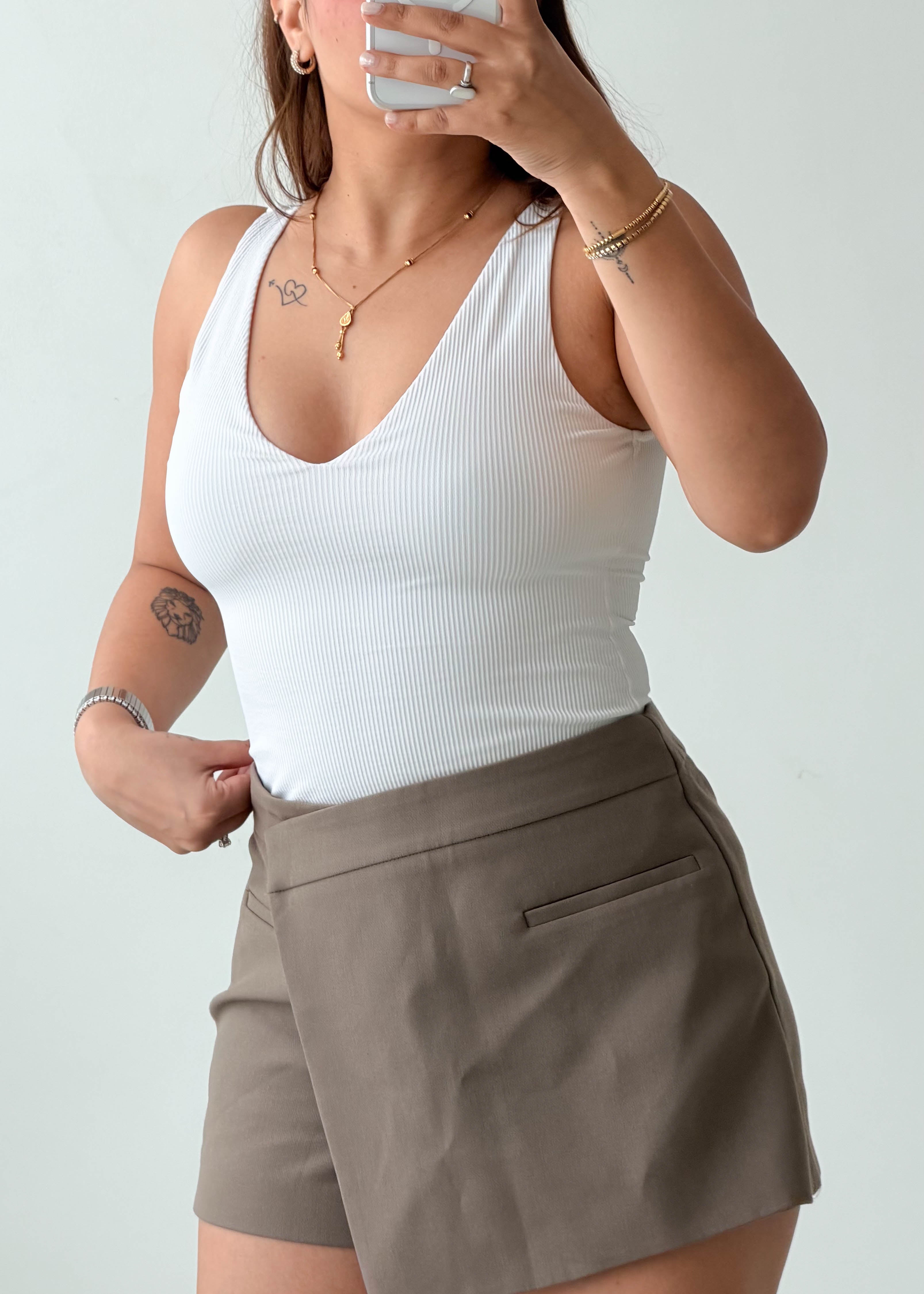 Size XS-S White Ribbed Bodysuit