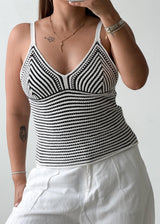 Size S-M Black & White Crochet Knit Tank Top
