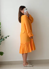 Size XL-XXL Orange Oversized Tiered Dress