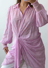 Size M-L Pink Draped Shirt Top