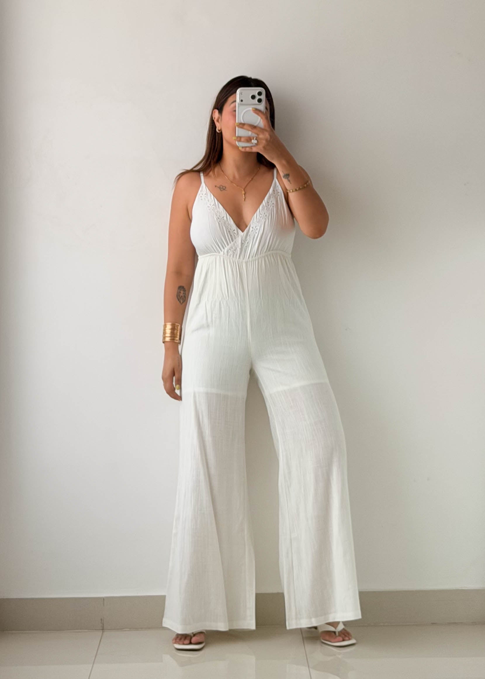 Size XS-S White Wide-Leg Jumpsuit