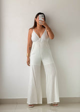 Size XS-S White Wide-Leg Jumpsuit