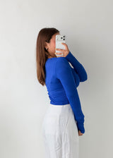 Size M-L Royal Blue Square Neck Crop Top