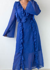 Size S-M Royal Blue Ruffle Maxi Dress