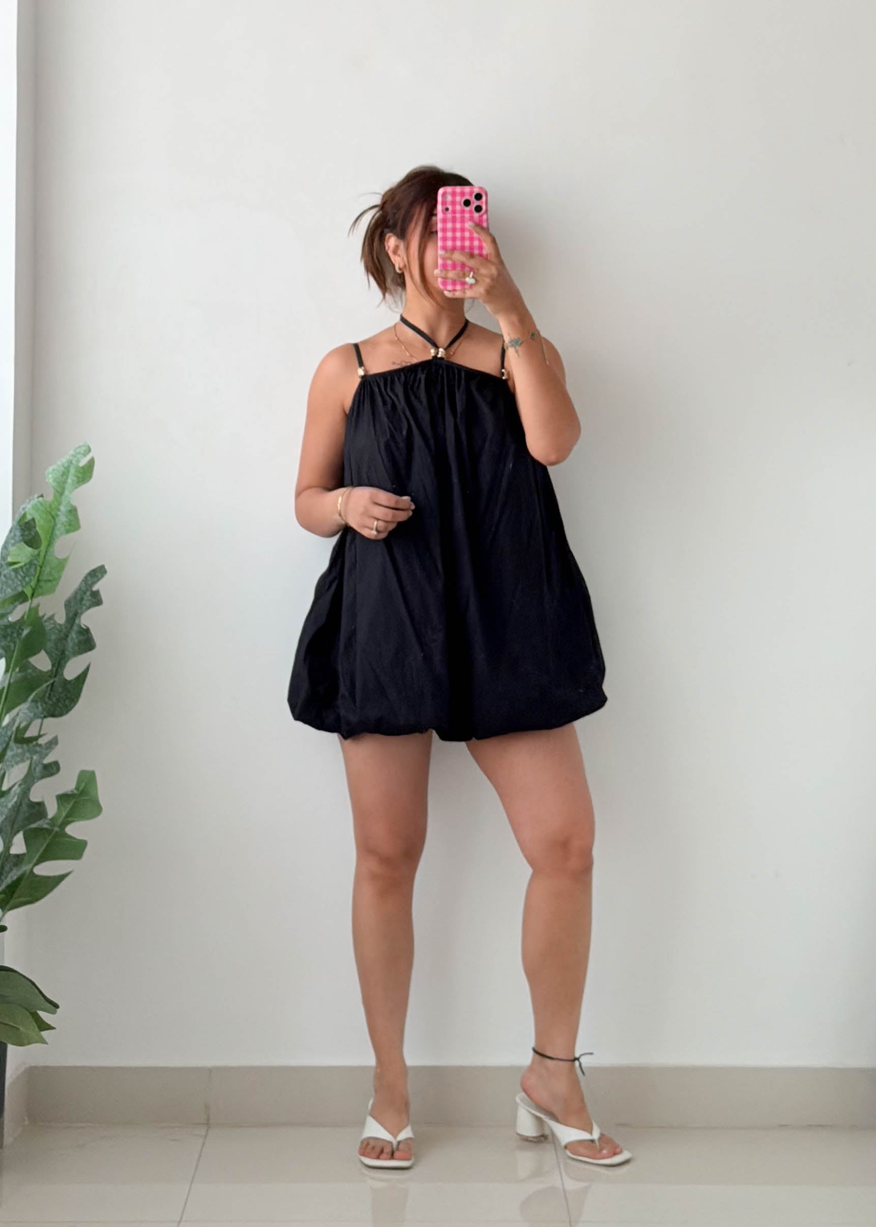 Size XS-S Black Bubble Hem Mini Dress