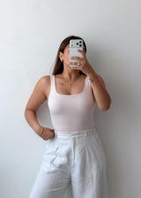 Size S-M Beige Square Neck Tank Top