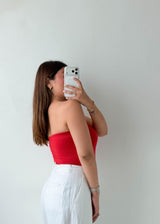 Size XS-S Red Strapless Bodysuit
