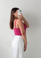 Size M-L Fuchsia Mesh Corset Cami bodysuit