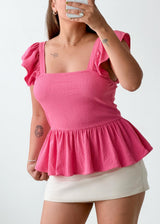Size M-L Pink Ruffle Peplum Top