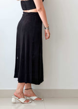 Waist 30-32 Black Button Midi Skirt
