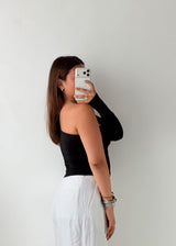 Size S-M Black One-Shoulder Twist Top