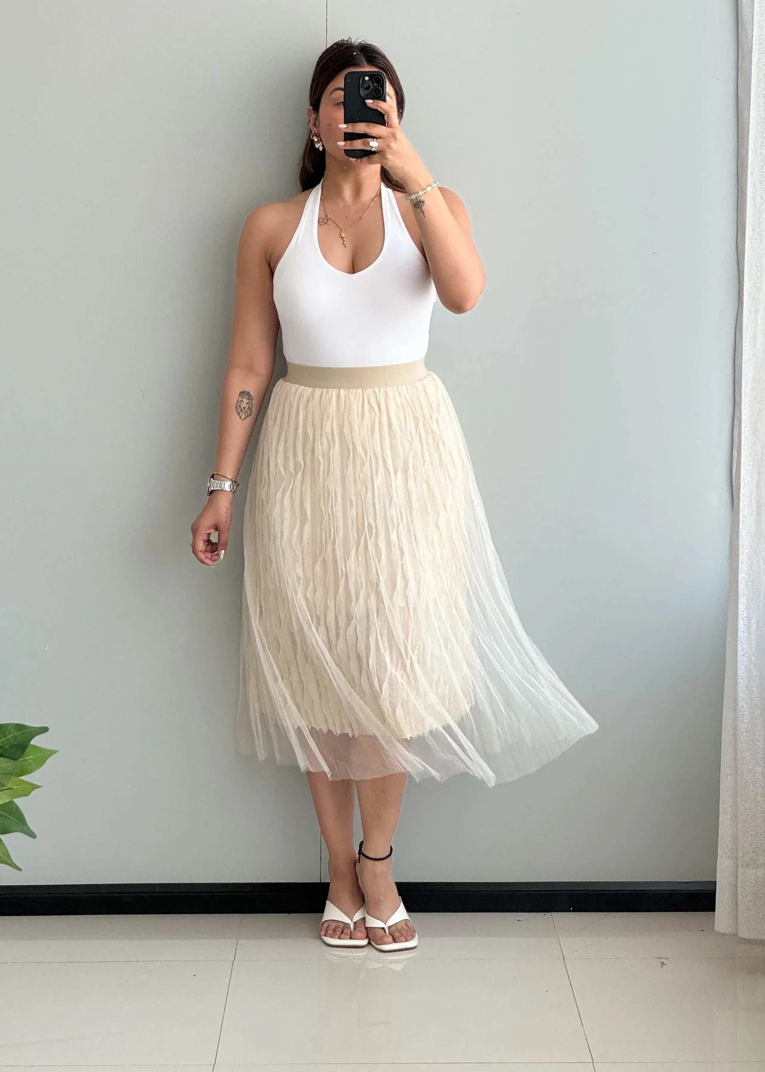 Waist : 26-28, Net flared skirt with lining inside - Closet by Payal