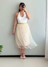 Waist : 26-28, Net flared skirt with lining inside - Closet by Payal