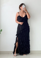 Size S-M Black Ruffle Maxi Dress