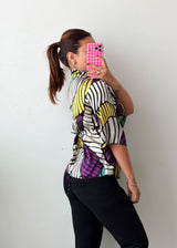 Size S-M Multicolor Geometric Wrap Top