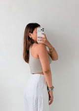 Size S-M Sage Ribbed Racer Tank Top