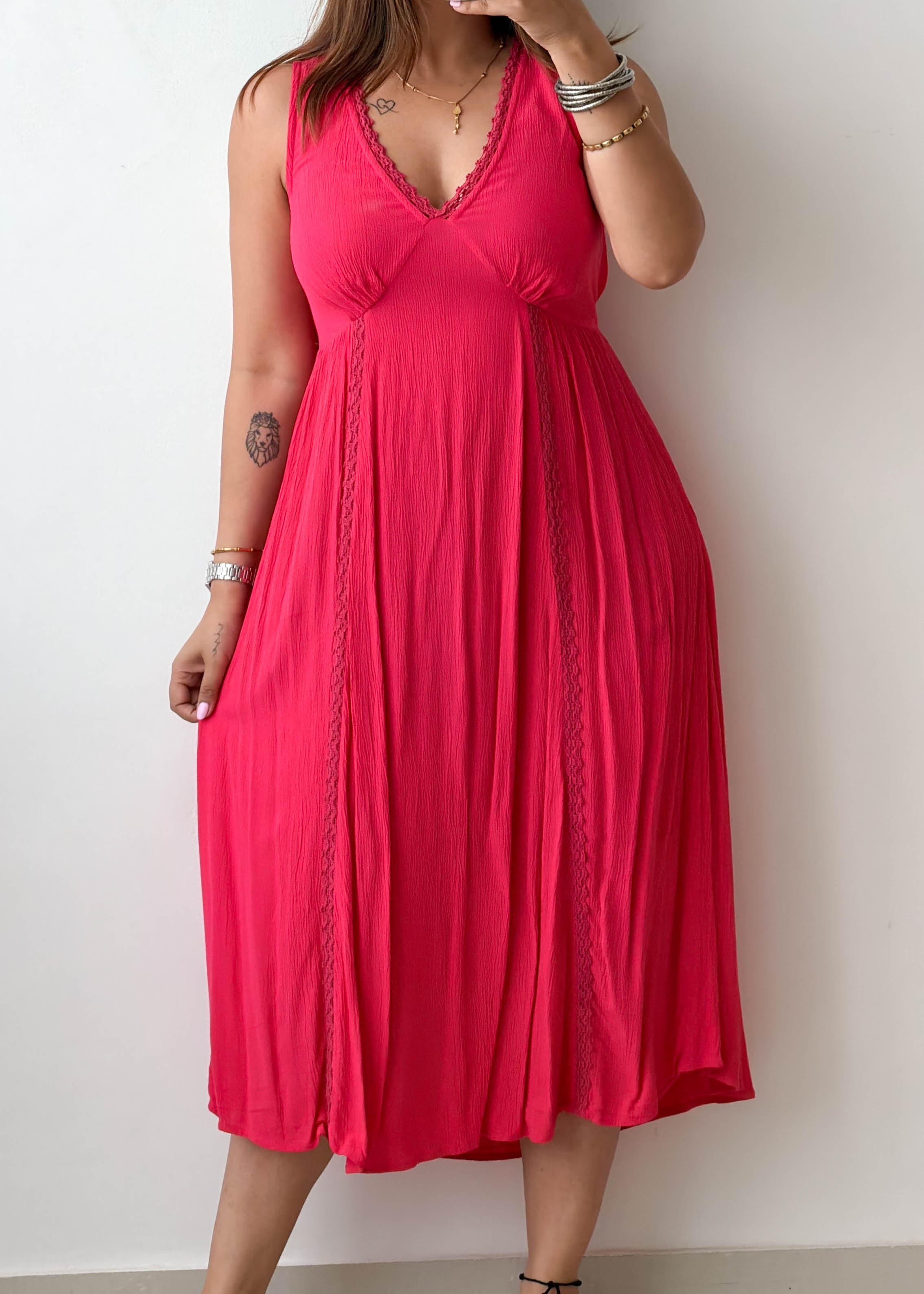 Size S & M Pink Pleated Maxi Dress