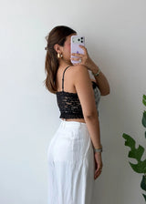 Size XS-S, Black & Grey Lace Cami Top