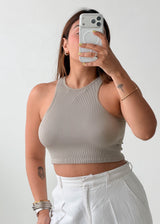 Size S-M Sage Ribbed Racer Tank Top