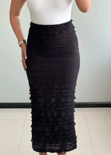 Waist : 26-28, Black Mesh Long skirt with Lining inside - Closet by Payal