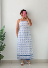 Size S-M White Wave Print Maxi Dress