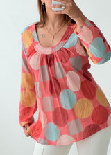 Size S-M Multicolor Polka Dot Top
