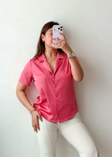 Size S-M Pink Satin Shirt Top