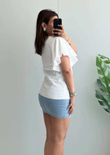 Size XS-S, Soft Cotton White V Neck Summer Top - Closet by Payal