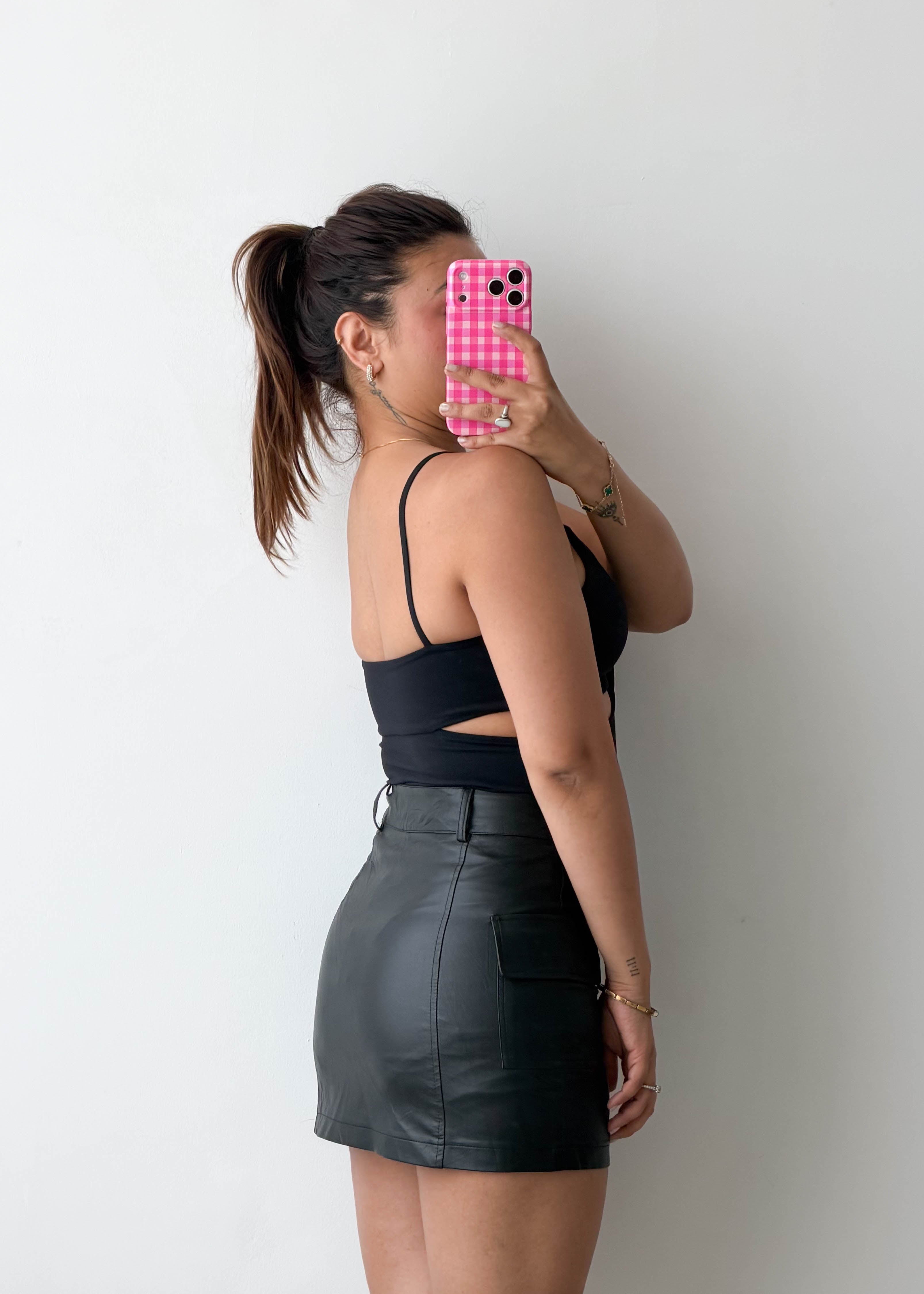 Size S Black Cut-Out Twist Bodysuit
