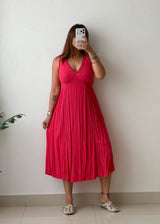 Size S & M Pink Pleated Maxi Dress