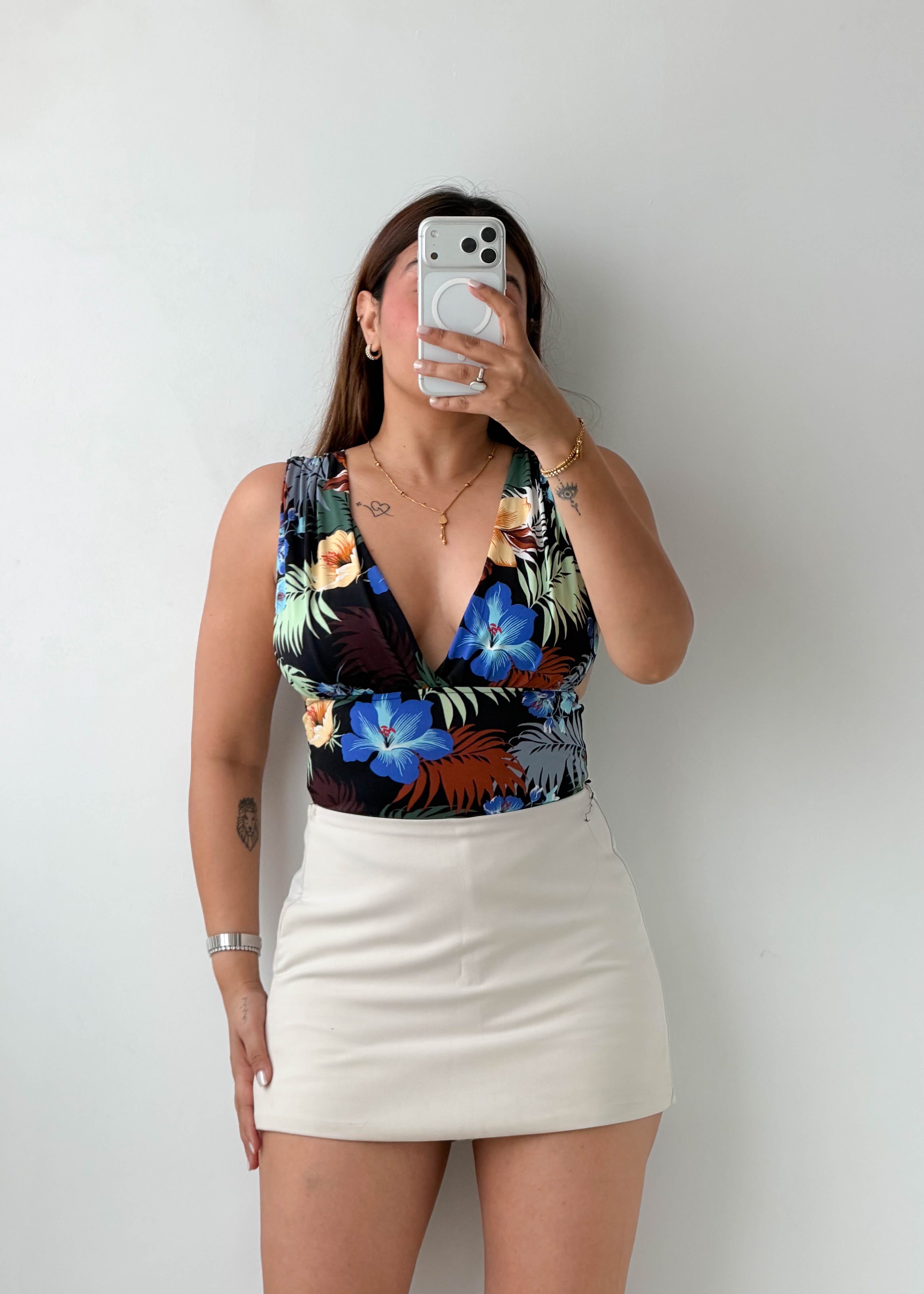 Size XS-S Floral Printed Bodysuit