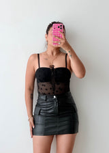 Size XS-S Black Sheer Mesh Corset Bodysuit