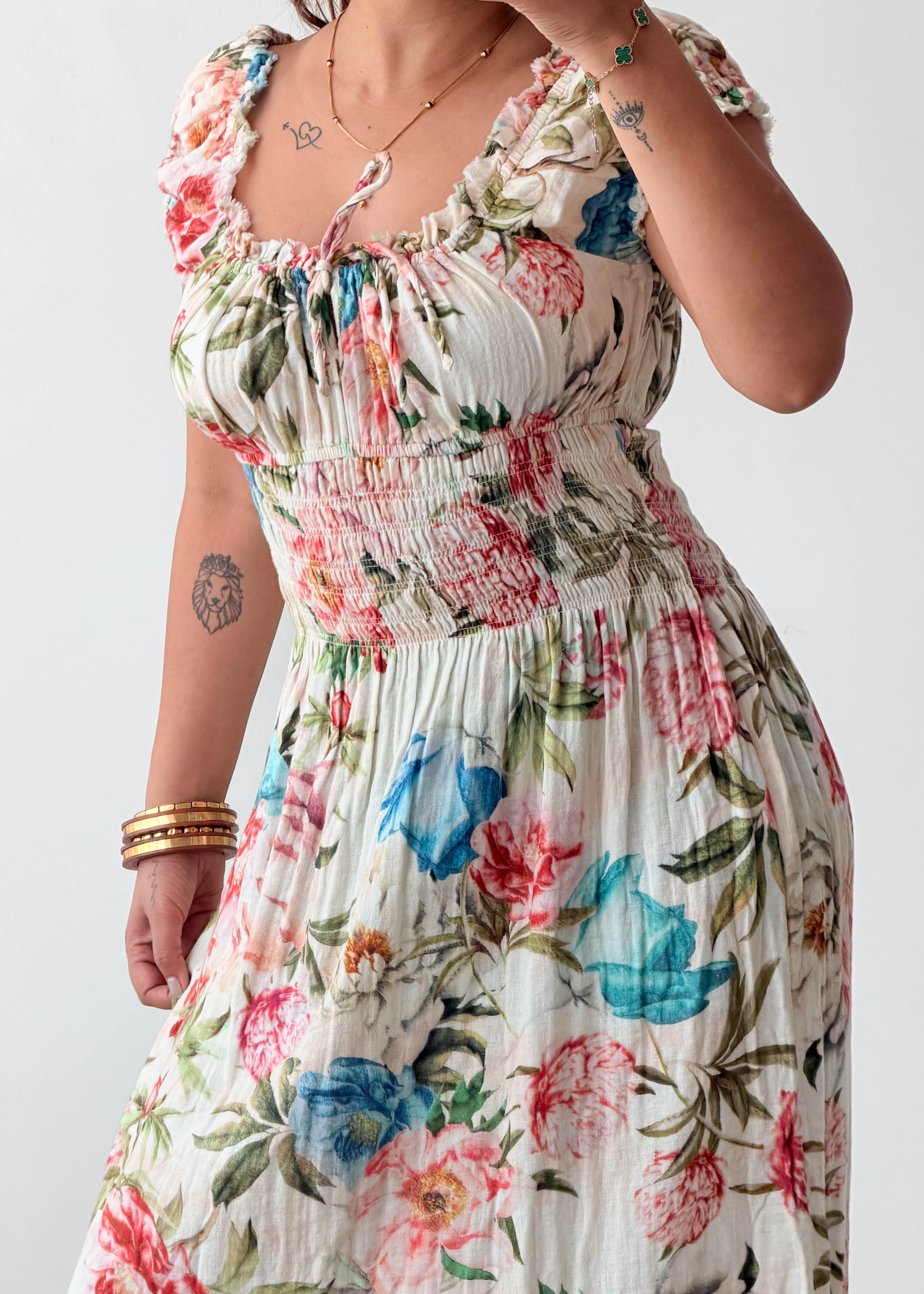 Size S-M White Floral Maxi Dress