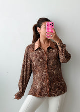 Size S-M Brown Vintage Floral Shirt
