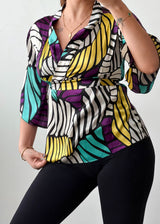 Size S-M Multicolor Geometric Wrap Top