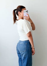 Size L-XL White Twist Hem Top