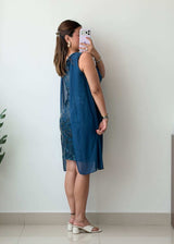 S-M Teal Layered Sequin Mini Dress