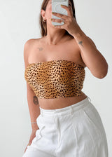 Size XS-S Leopard Print Bandeau Crop Top
