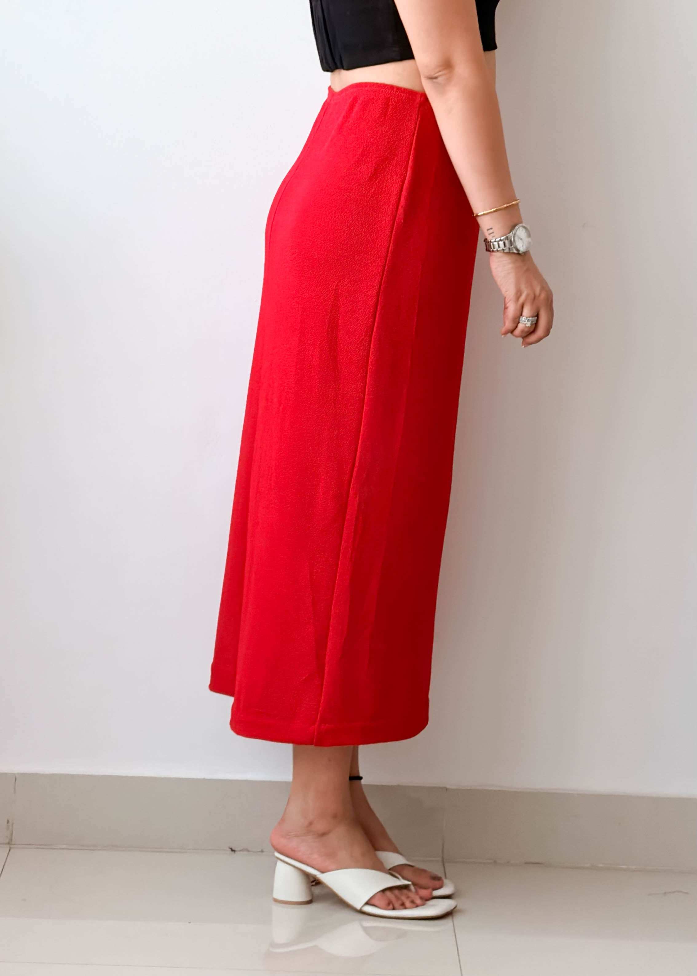 Waist 32-34 Red Midi Skirt