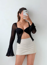 Size XS-S Black Sheer Cut-Out Top