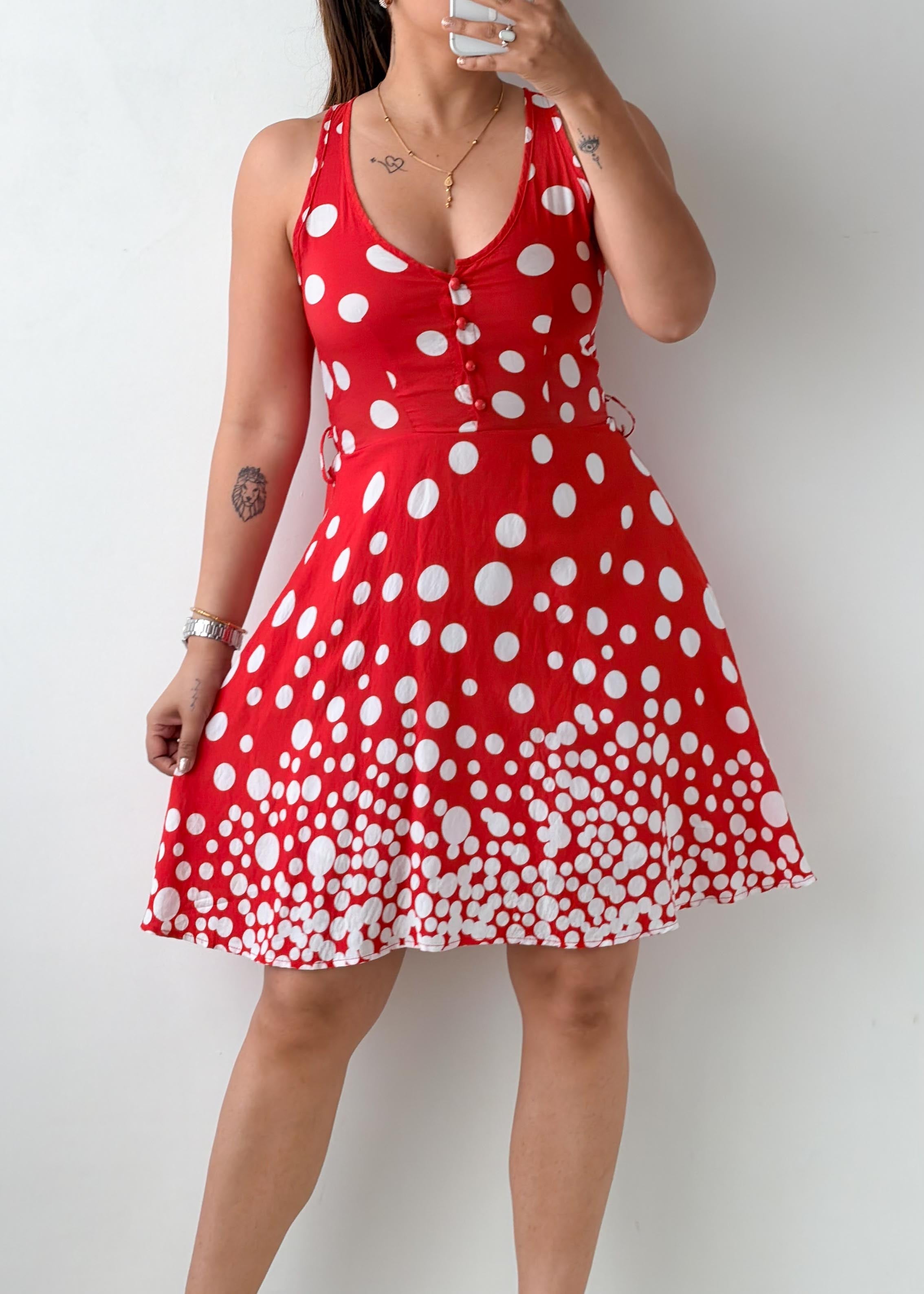 Size XS-S Red Polka Dot Fit & Flare Dress