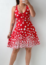 Size XS-S Red Polka Dot Fit & Flare Dress